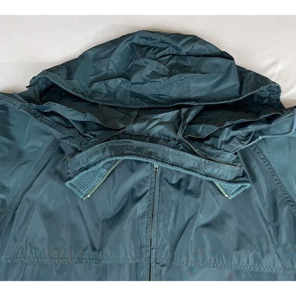Eddie Bauer Windshell Hoodie Rain Jacket Men's Large Teal Vintage Hiking Outdoor - Picture 3 of 11